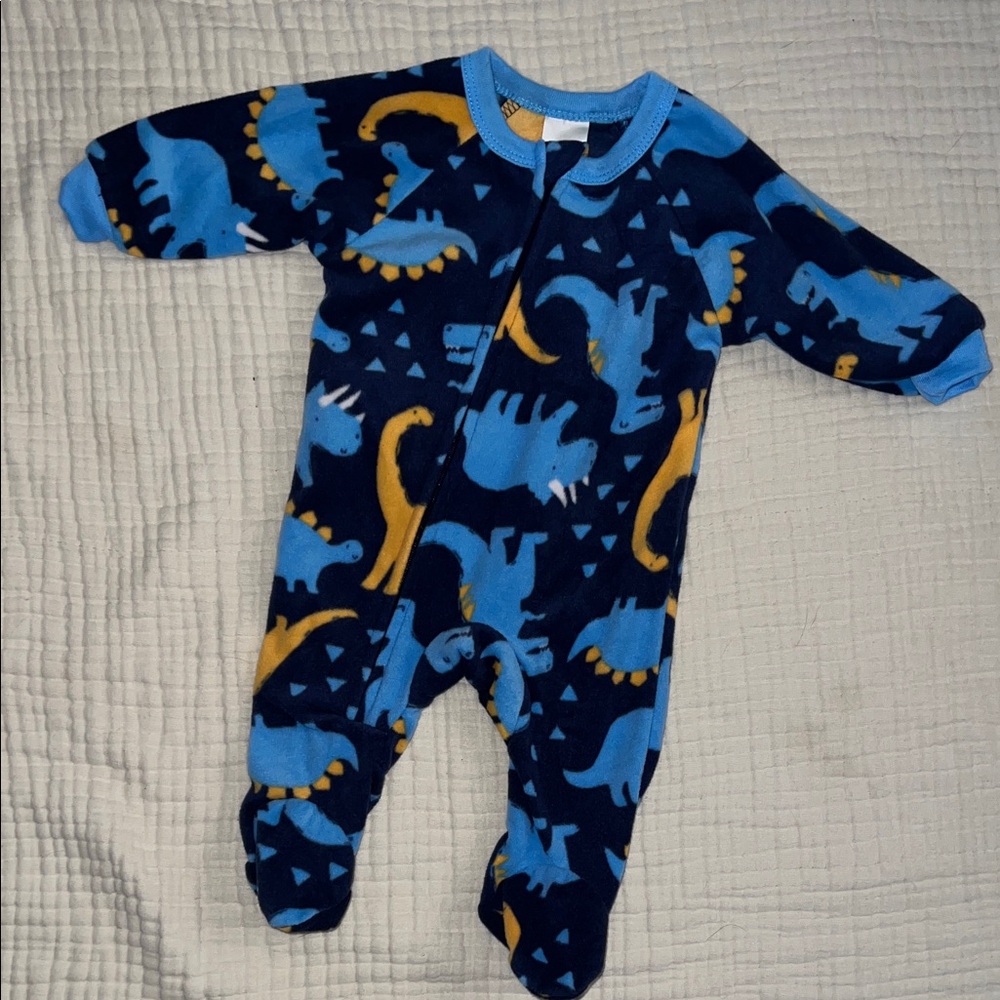 Blue Dinosaur Print Baby Fleece Onesie